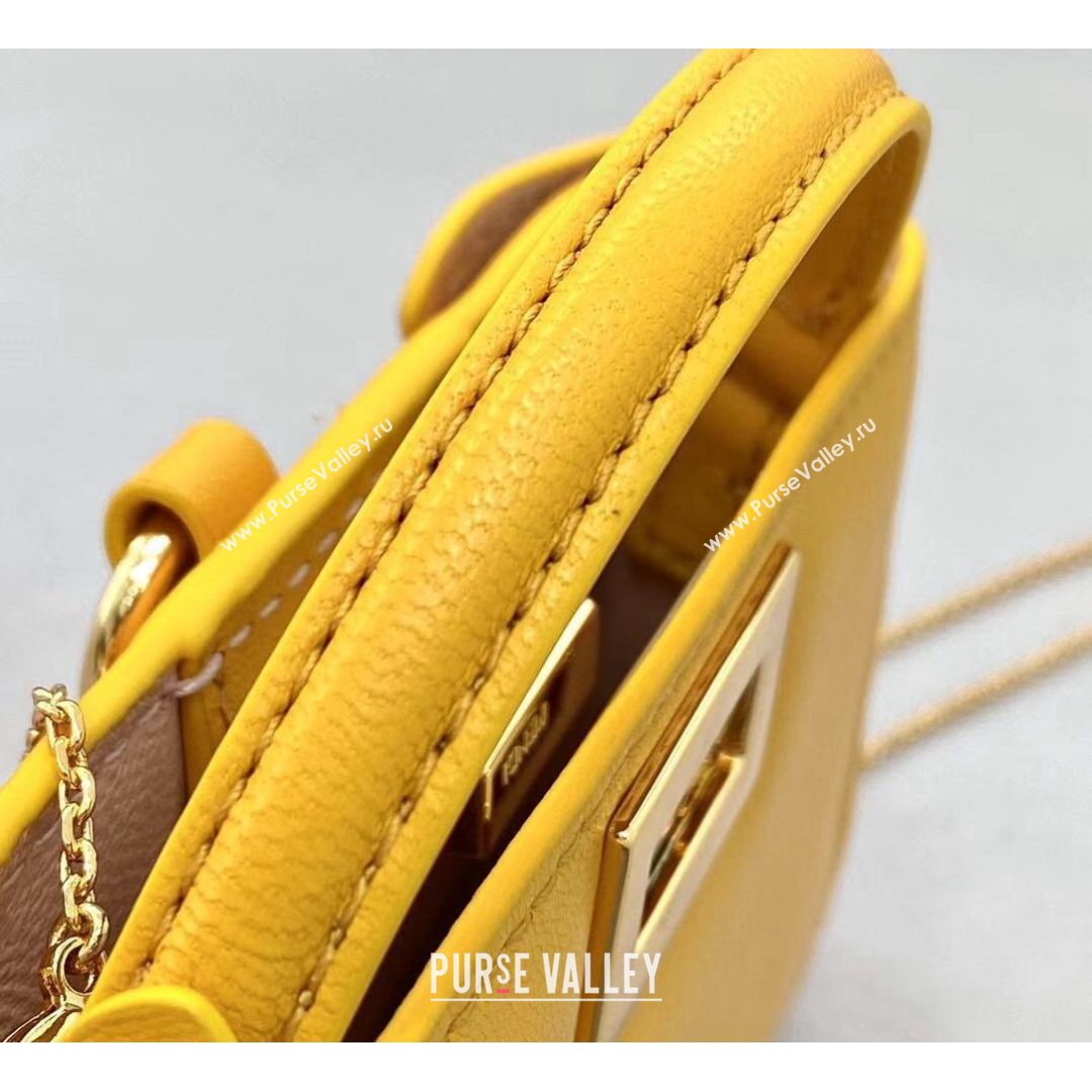 Fendi Leather Nano Pico Peekaboo Bag Charm Yellow 2021 8385 (CL-21073107)