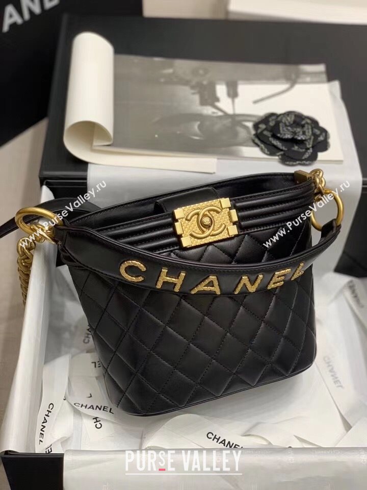 Chanel Quilted Calfskin Small Bucket Bag AS2091 Black 2020 (JY-20112001)
