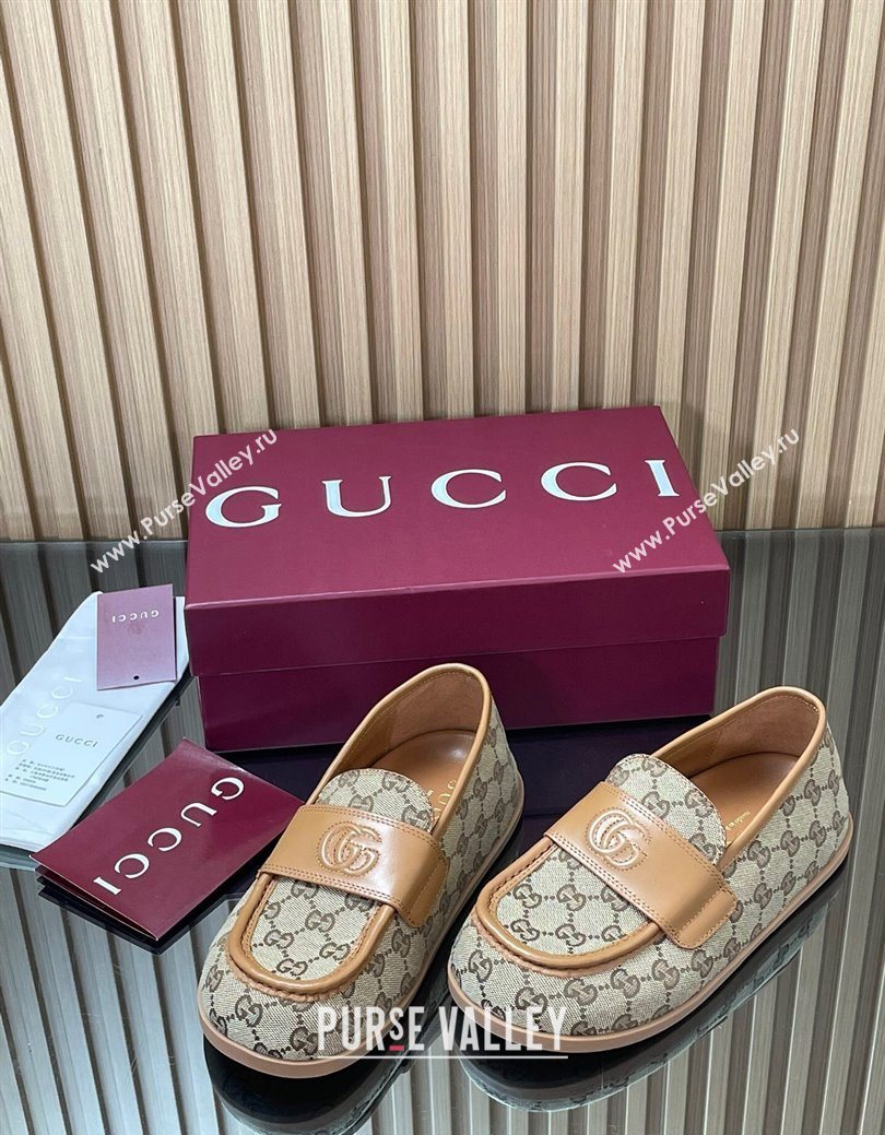 Gucci GG Canvas Flat Loafers Beige 2025 GG082804 (MD-250828044)