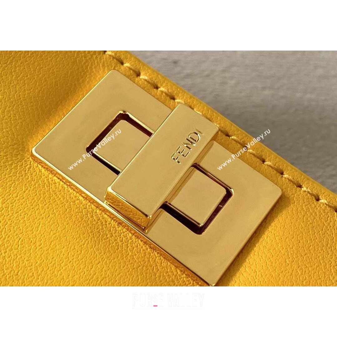 Fendi Leather Nano Pico Peekaboo Bag Charm Yellow 2021 8385 (CL-21073107)