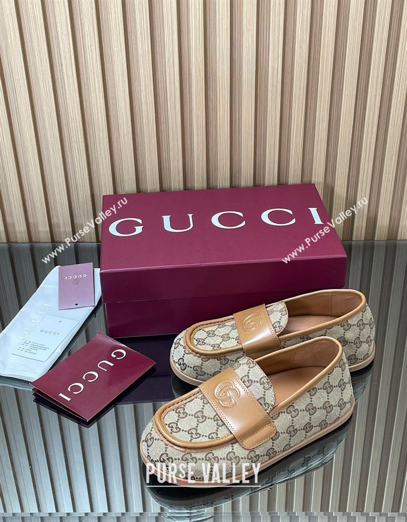 Gucci GG Canvas Flat Loafers Beige 2025 GG082804 (MD-250828044)