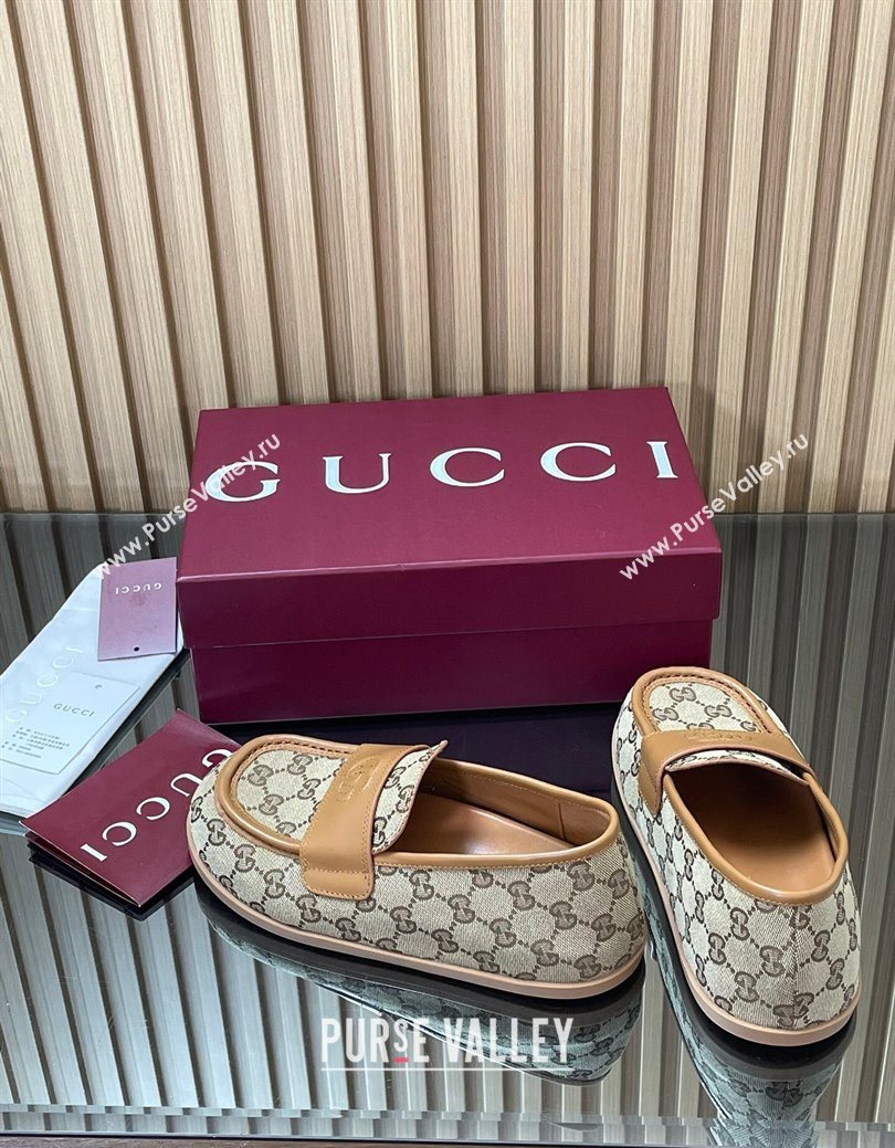 Gucci GG Canvas Flat Loafers Beige 2025 GG082804 (MD-250828044)