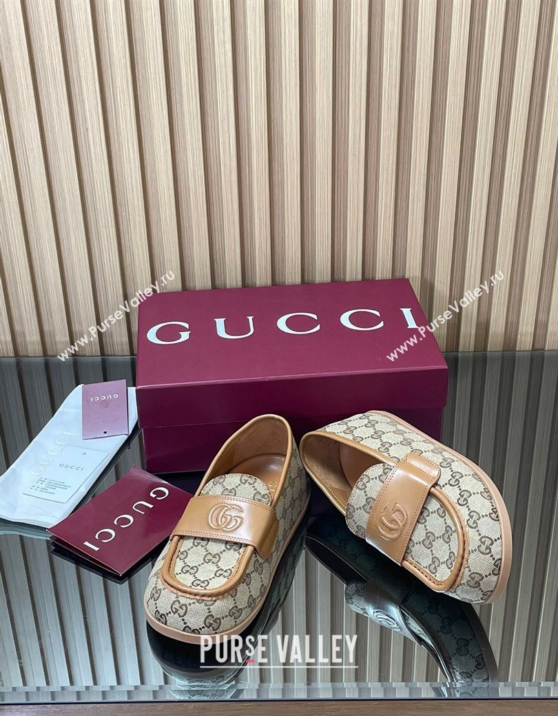 Gucci GG Canvas Flat Loafers Beige 2025 GG082804 (MD-250828044)