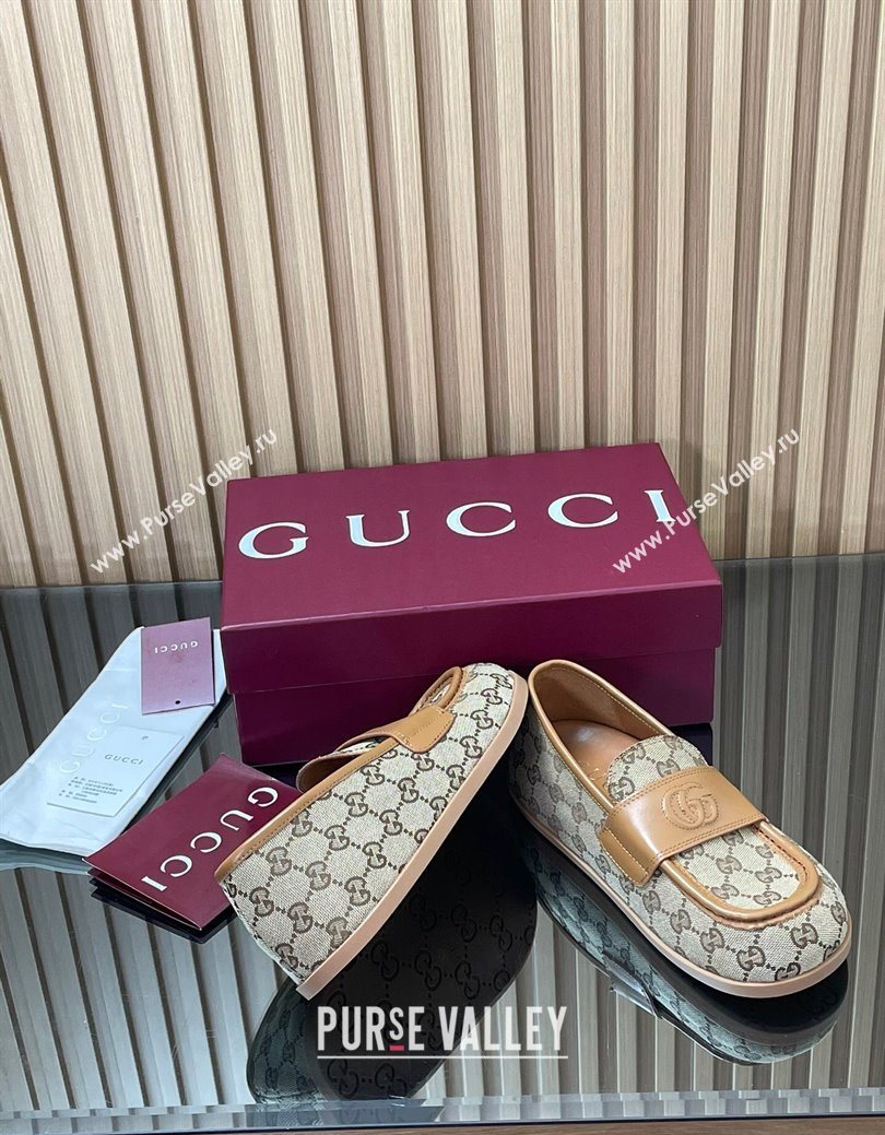 Gucci GG Canvas Flat Loafers Beige 2025 GG082804 (MD-250828044)