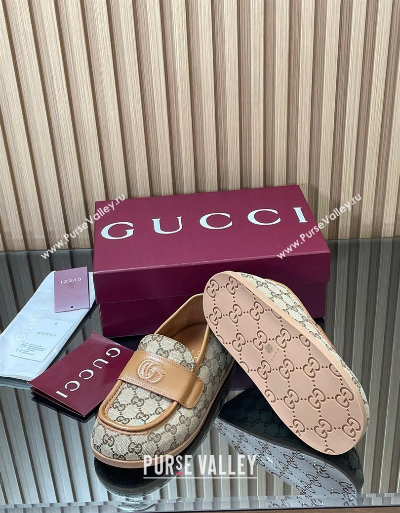 Gucci GG Canvas Flat Loafers Beige 2025 GG082804 (MD-250828044)