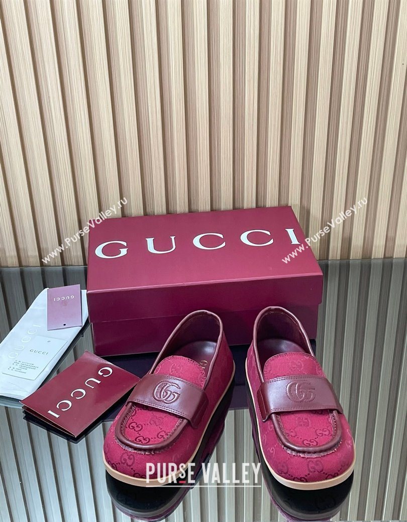 Gucci GG Canvas Flat Loafers Red 2025 GG082804 (MD-250828045)