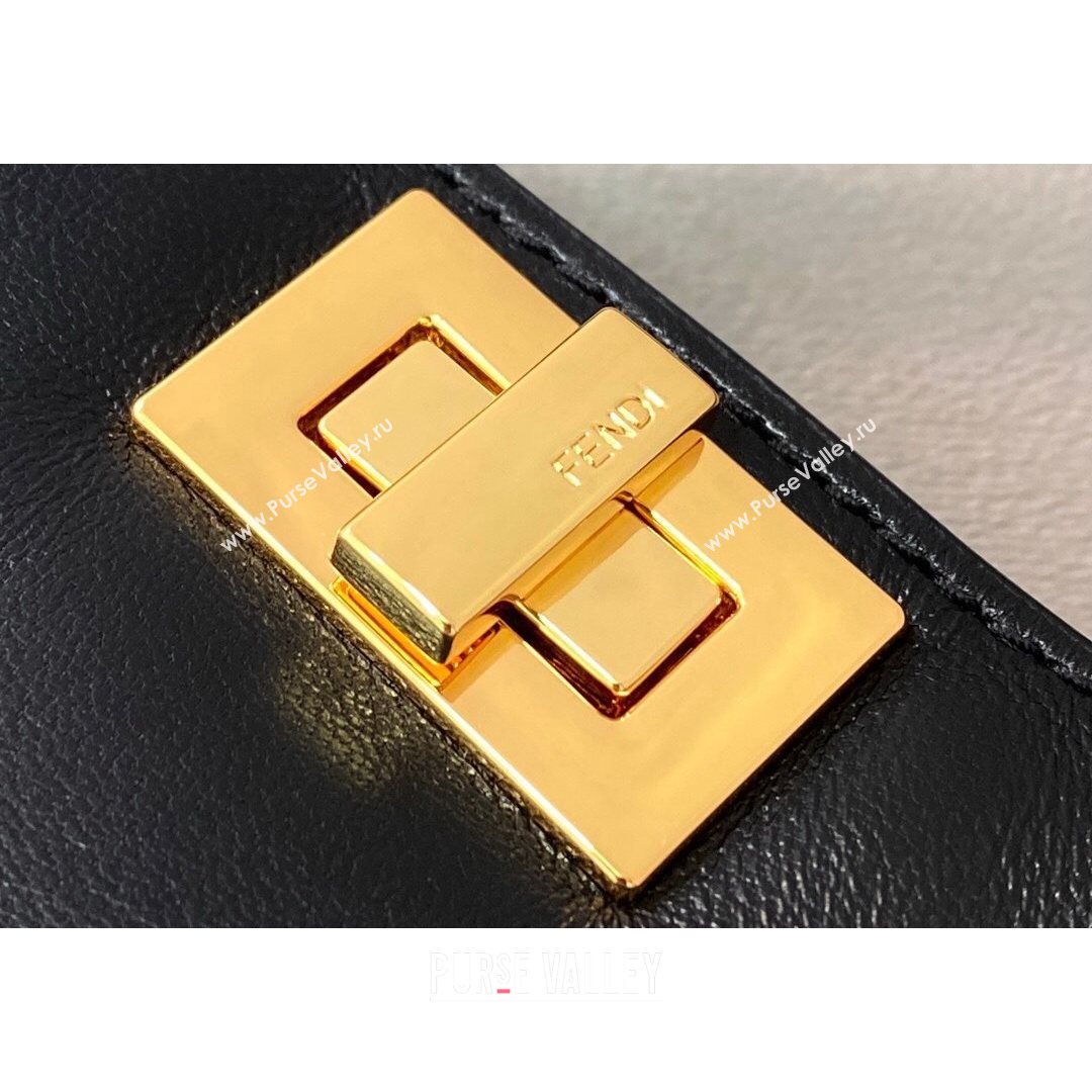 Fendi Leather Nano Pico Peekaboo Bag Charm Black 2021 8385 (CL-21073108)