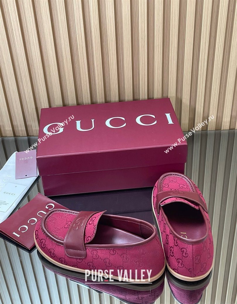 Gucci GG Canvas Flat Loafers Red 2025 GG082804 (MD-250828045)