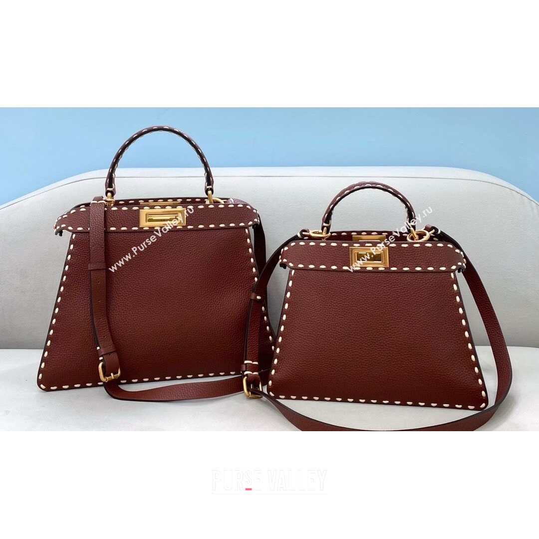 Fendi Small Peekaboo ISeeU Bag in Stitching Full Grain Leather Brown 2021 (CL-21080201)