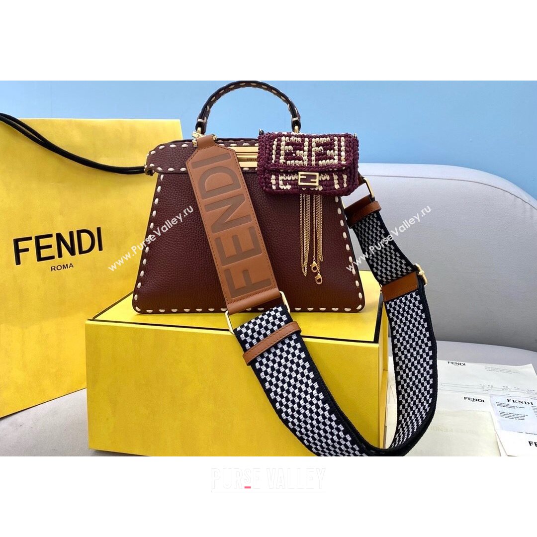 Fendi Small Peekaboo ISeeU Bag in Stitching Full Grain Leather Brown 2021 (CL-21080201)