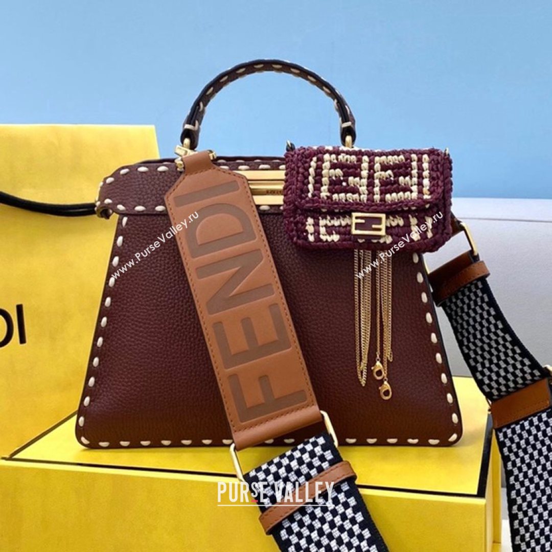 Fendi Small Peekaboo ISeeU Bag in Stitching Full Grain Leather Brown 2021 (CL-21080201)