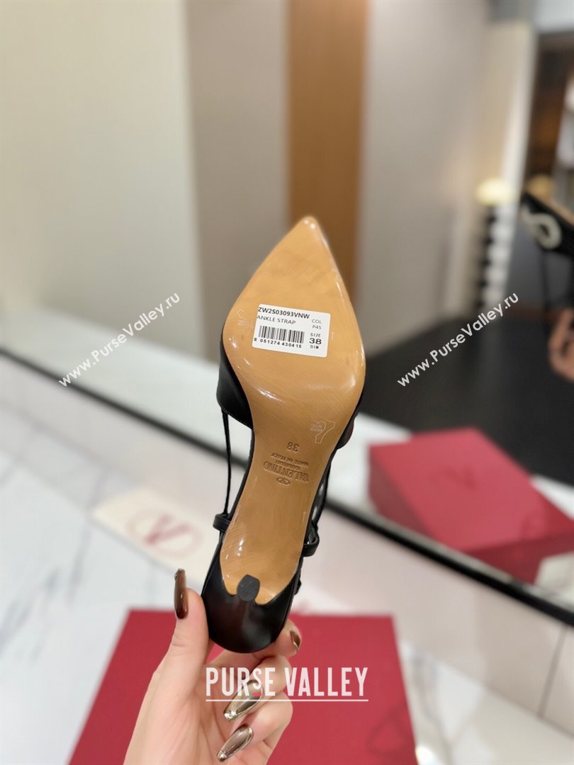 Valentino VLogo Signature Slingback Pumps 8cm in Calfskin with Strass Black/Silver 2025 VA082109 (MD-250821062)
