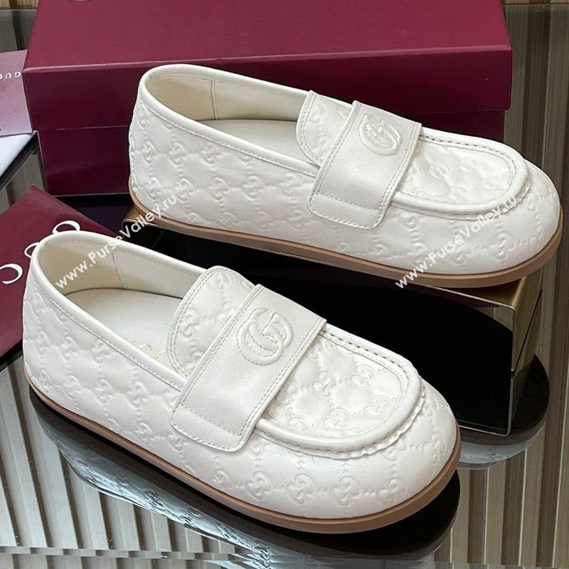 Gucci GG Leather Flat Loafers White 2025 GG082804 (MD-250828047)