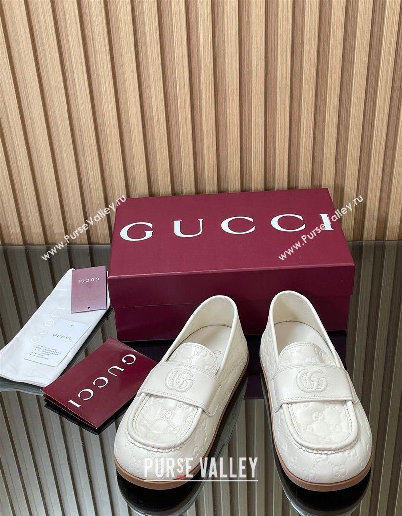 Gucci GG Leather Flat Loafers White 2025 GG082804 (MD-250828047)