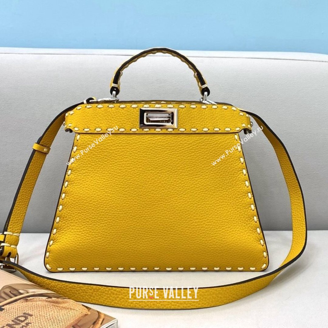 Fendi Small Peekaboo ISeeU Bag in Stitching Full Grain Leather Yellow 2021 (CL-21080202)