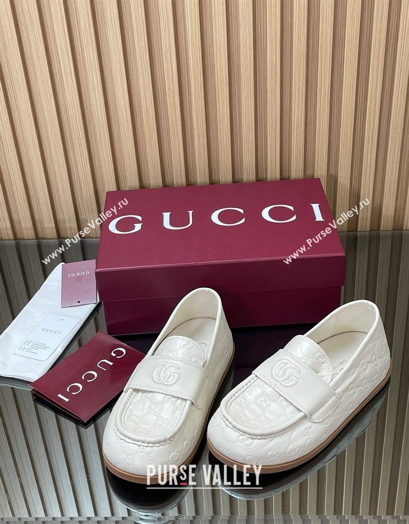 Gucci GG Leather Flat Loafers White 2025 GG082804 (MD-250828047)