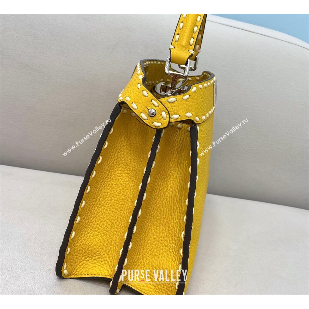 Fendi Small Peekaboo ISeeU Bag in Stitching Full Grain Leather Yellow 2021 (CL-21080202)