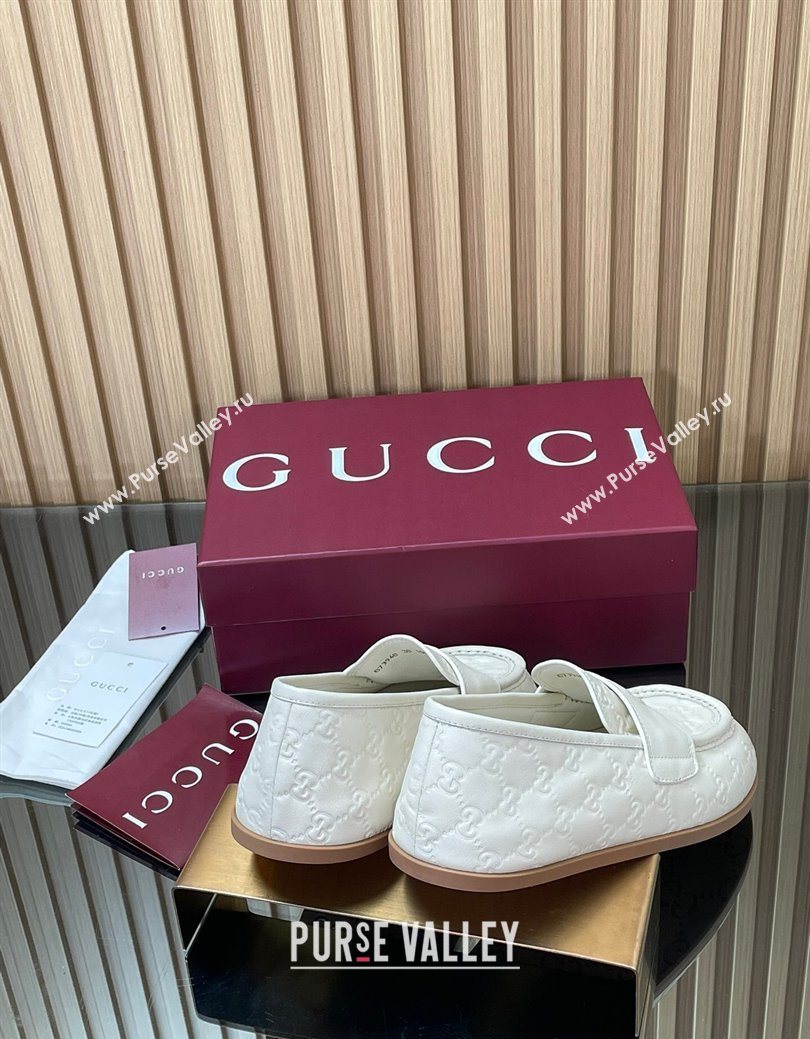 Gucci GG Leather Flat Loafers White 2025 GG082804 (MD-250828047)
