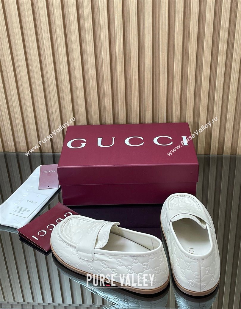 Gucci GG Leather Flat Loafers White 2025 GG082804 (MD-250828047)