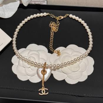 Chanel Heart Pearl Necklace CH62733 White 2024 (YF-24062733)