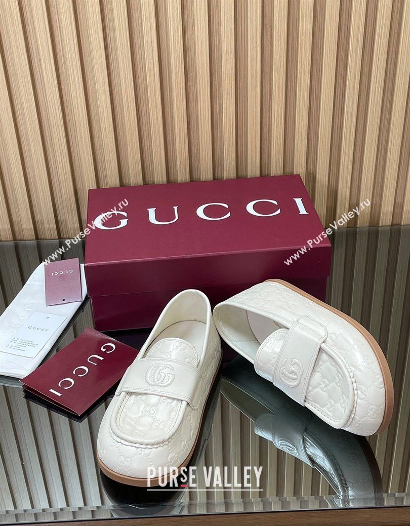 Gucci GG Leather Flat Loafers White 2025 GG082804 (MD-250828047)