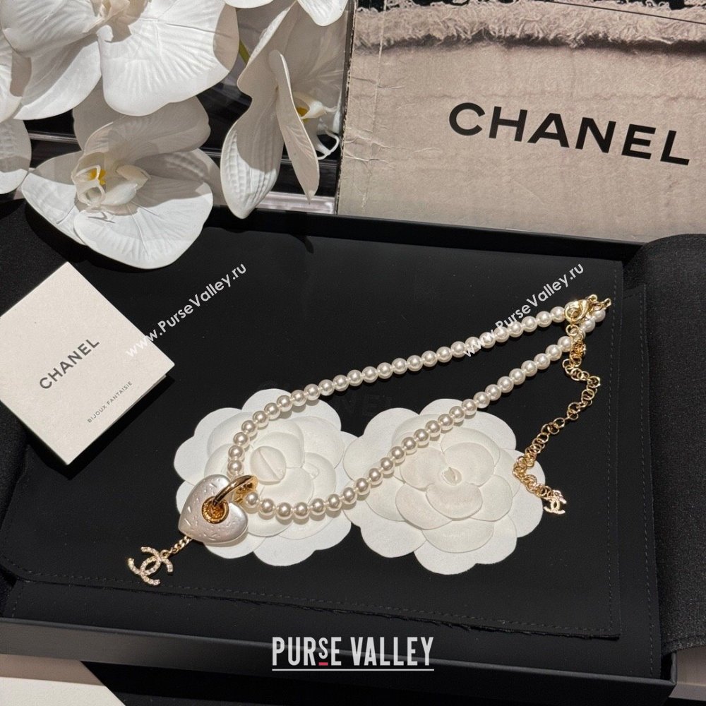 Chanel Heart Pearl Necklace CH62733 White 2024 (YF-24062733)