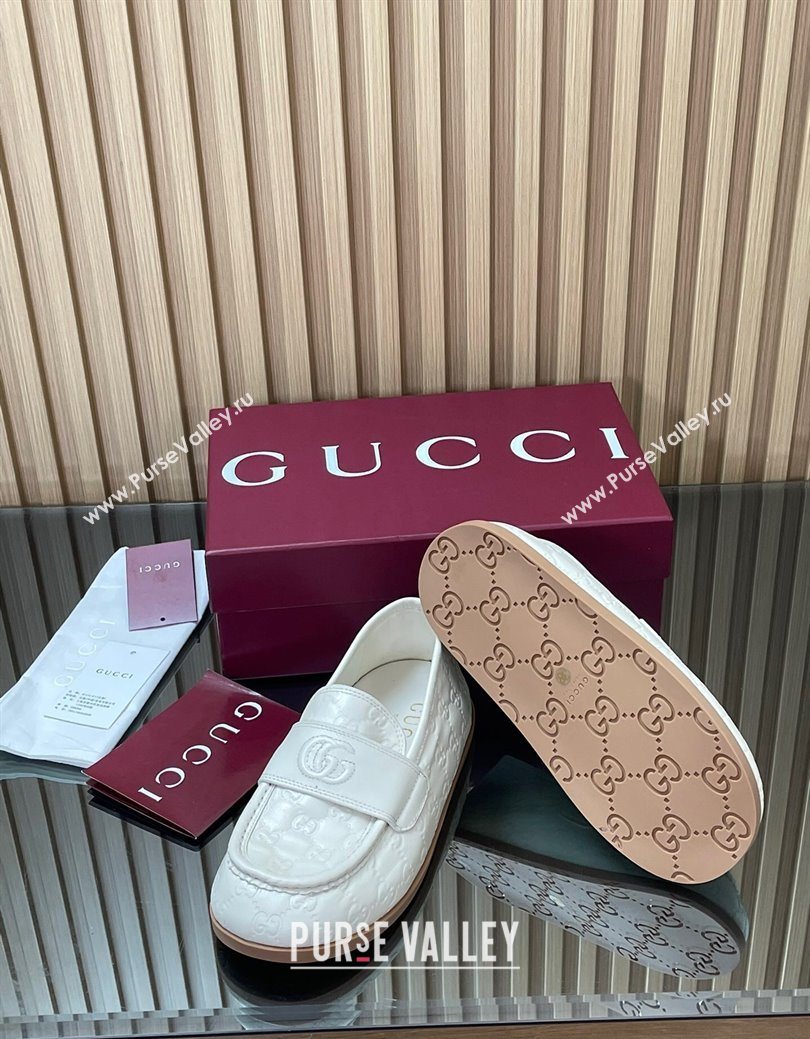 Gucci GG Leather Flat Loafers White 2025 GG082804 (MD-250828047)