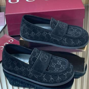 Gucci GG Suede Flat Loafers Black 2025 GG082804 (MD-250828048)
