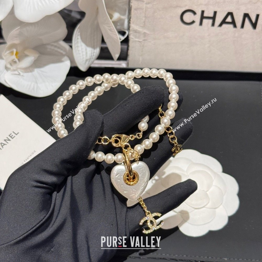 Chanel Heart Pearl Necklace CH62733 White 2024 (YF-24062733)