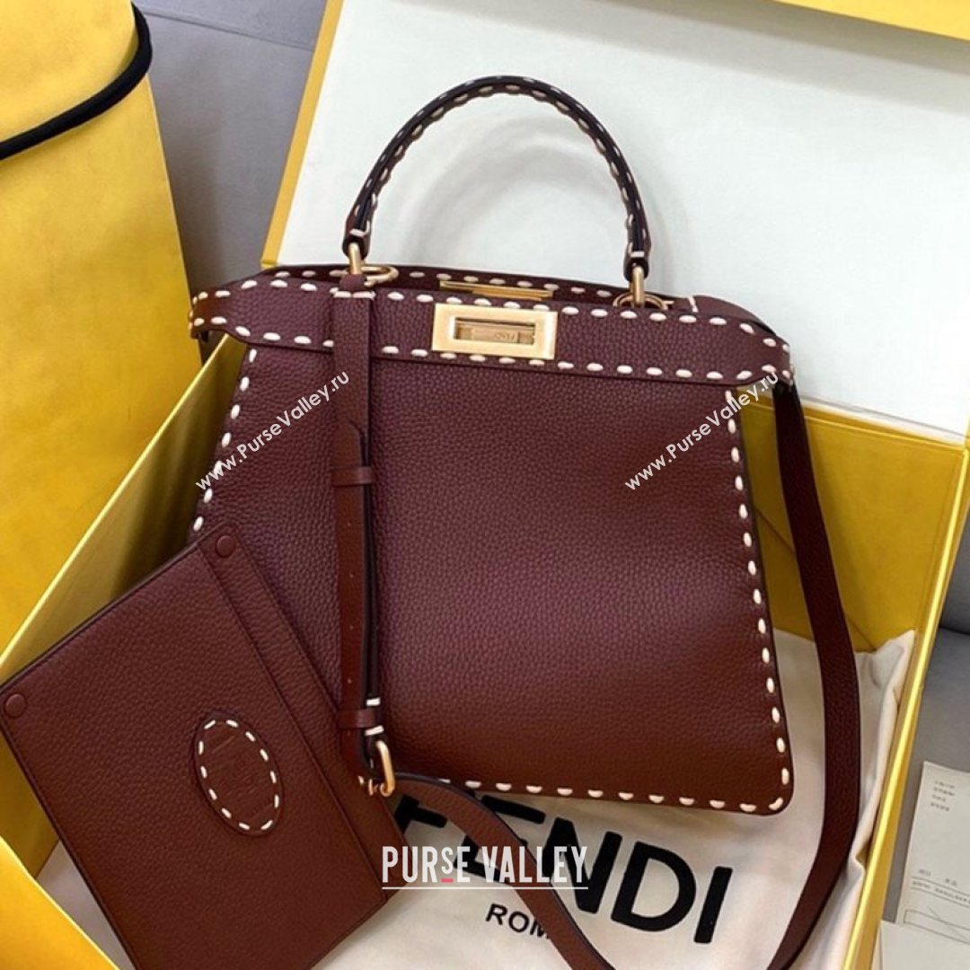 Fendi Medium Peekaboo ISeeU Bag in Stitching Full Grain Leather Brown 2021 (CL-21080203)