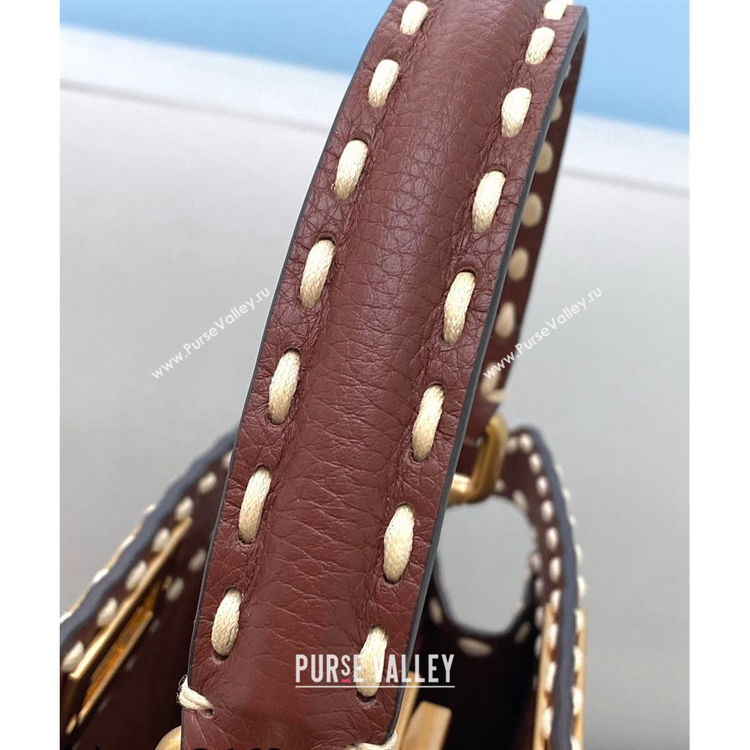 Fendi Medium Peekaboo ISeeU Bag in Stitching Full Grain Leather Brown 2021 (CL-21080203)