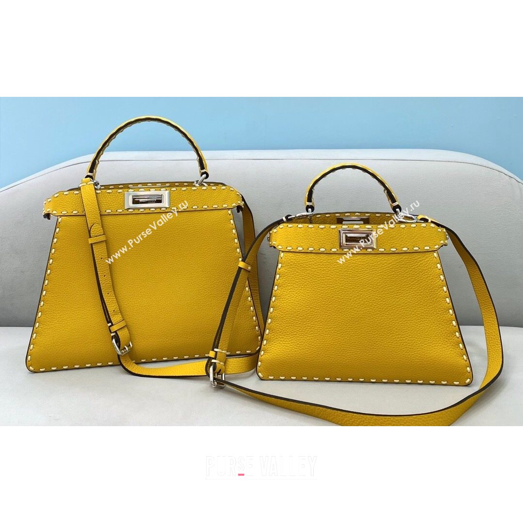 Fendi Medium Peekaboo ISeeU Bag in Stitching Full Grain Leather Yellow 2021 (CL-21080204)