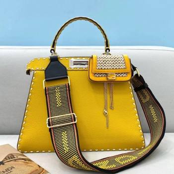 Fendi Medium Peekaboo ISeeU Bag in Stitching Full Grain Leather Yellow 2021 (CL-21080204)