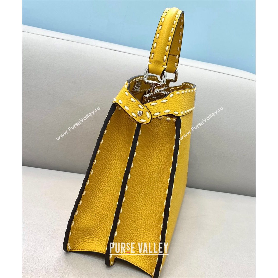 Fendi Medium Peekaboo ISeeU Bag in Stitching Full Grain Leather Yellow 2021 (CL-21080204)