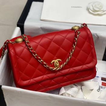 Chanel Quilted Lambskin Large Flap Bag with Metal Button AS2056 Red 2020 (JY-20111902)