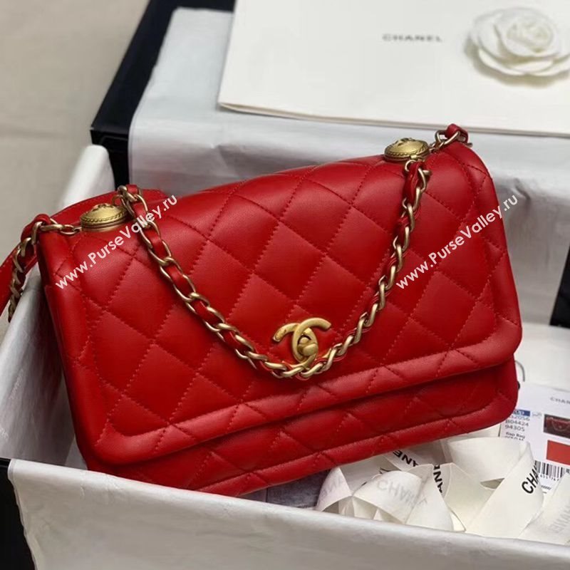 Chanel Quilted Lambskin Large Flap Bag with Metal Button AS2056 Red 2020 (JY-20111902)