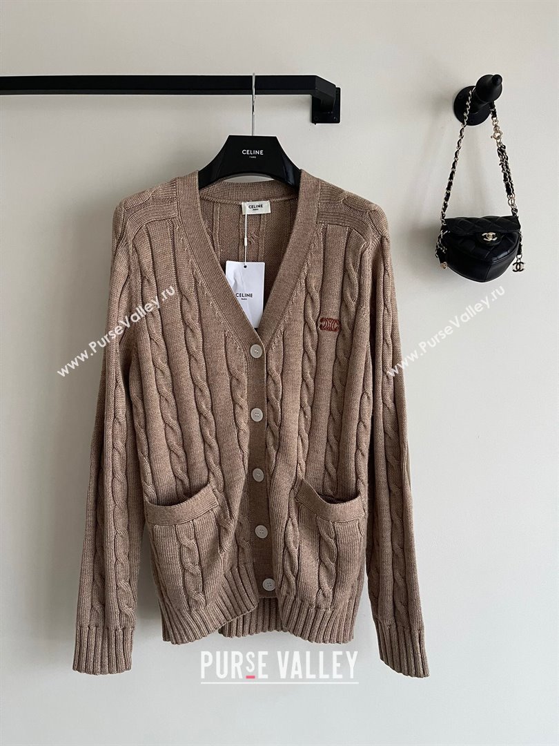 Celine Cashmere Wool Cardigan C102117 Dark Brown 2023 (Q-23102117)