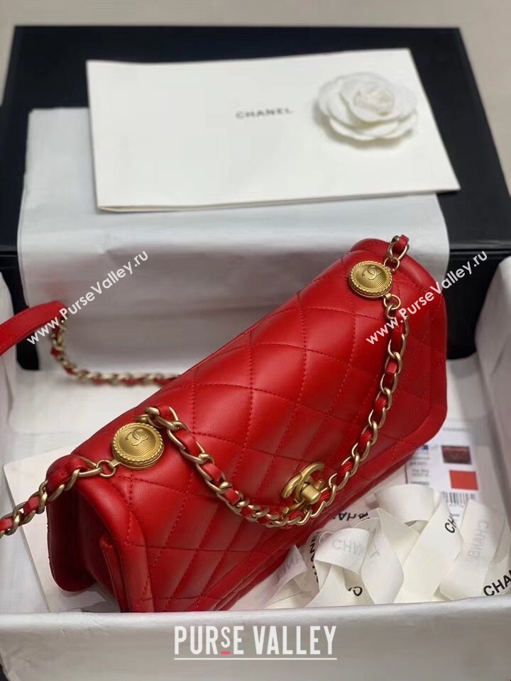 Chanel Quilted Lambskin Large Flap Bag with Metal Button AS2056 Red 2020 (JY-20111902)