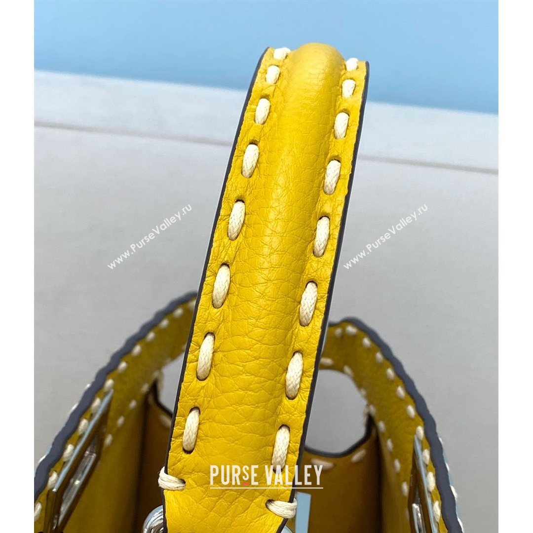 Fendi Medium Peekaboo ISeeU Bag in Stitching Full Grain Leather Yellow 2021 (CL-21080204)