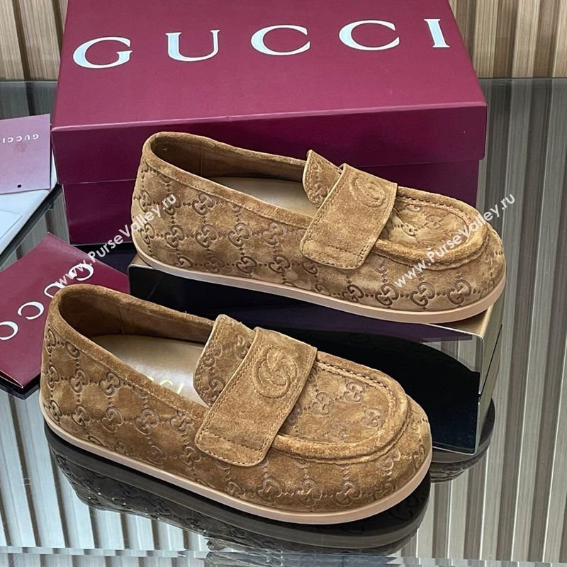 Gucci GG Suede Flat Loafers Dark Beige 2025 GG082804 (MD-250828050)