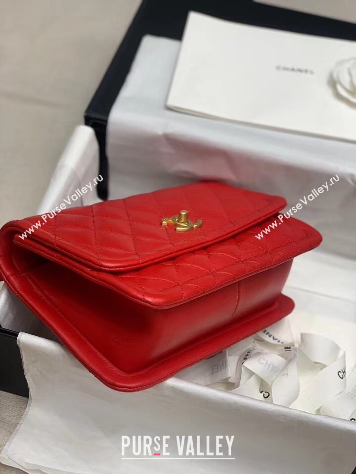 Chanel Quilted Lambskin Large Flap Bag with Metal Button AS2056 Red 2020 (JY-20111902)