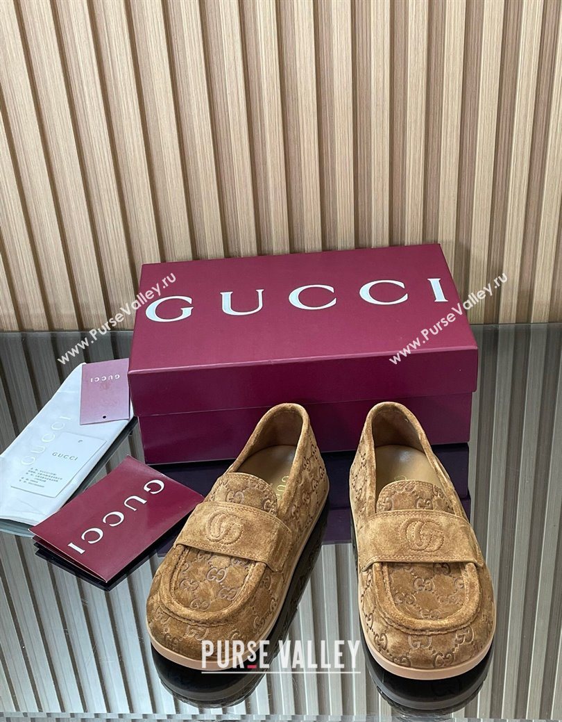 Gucci GG Suede Flat Loafers Dark Beige 2025 GG082804 (MD-250828050)