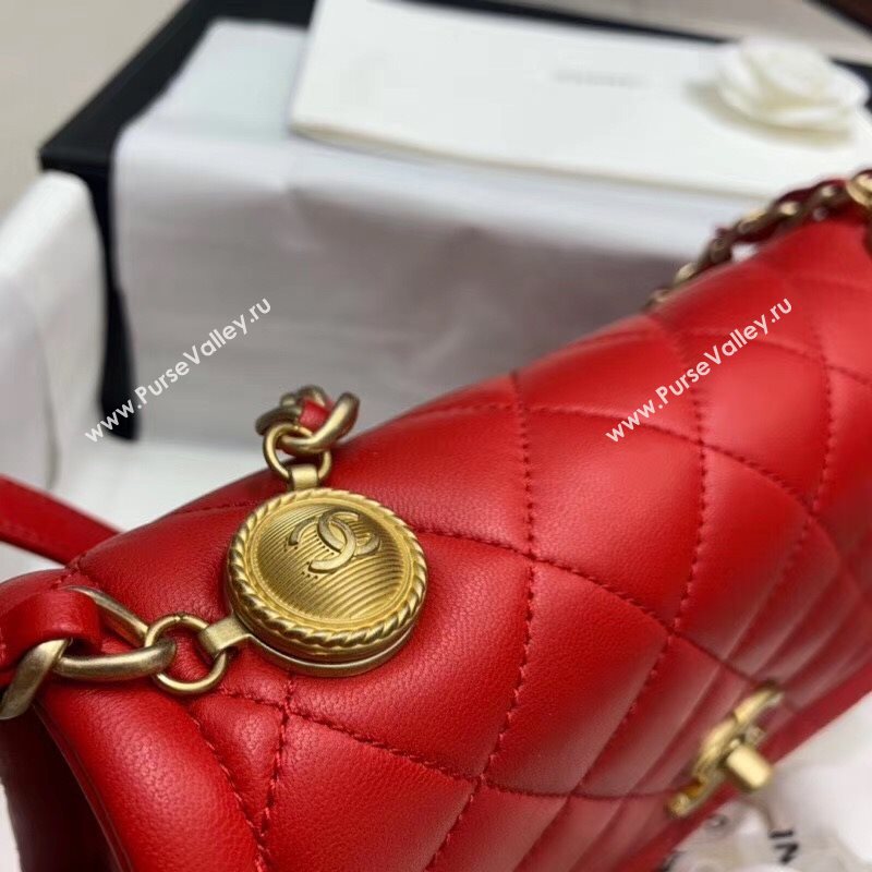 Chanel Quilted Lambskin Large Flap Bag with Metal Button AS2056 Red 2020 (JY-20111902)