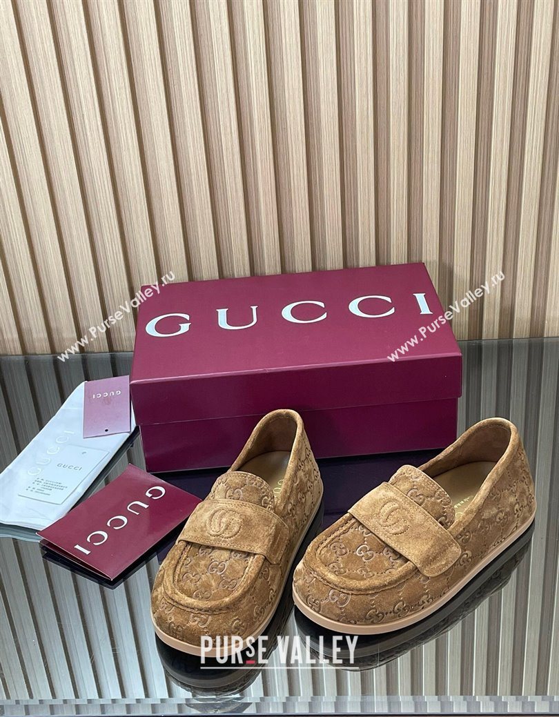 Gucci GG Suede Flat Loafers Dark Beige 2025 GG082804 (MD-250828050)