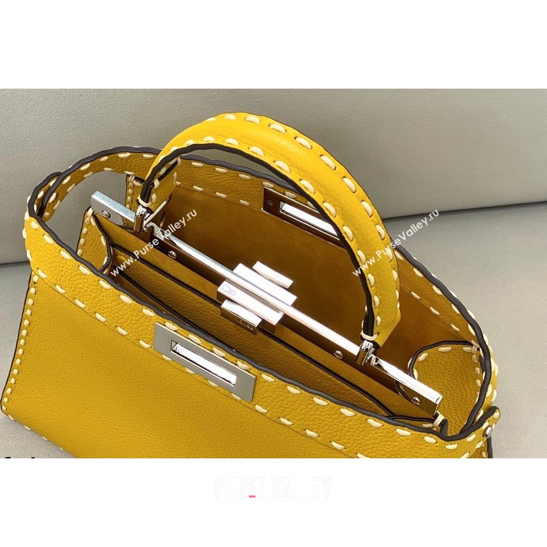 Fendi Medium Peekaboo ISeeU Bag in Stitching Full Grain Leather Yellow 2021 (CL-21080204)