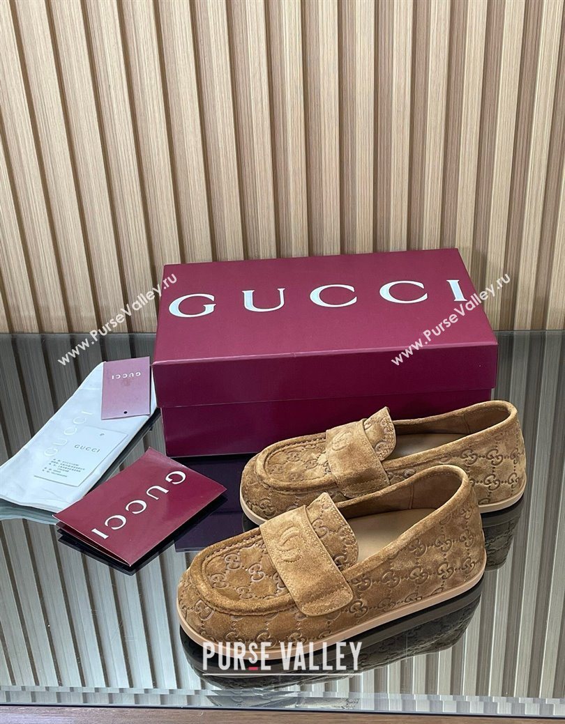 Gucci GG Suede Flat Loafers Dark Beige 2025 GG082804 (MD-250828050)