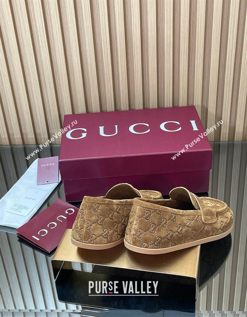 Gucci GG Suede Flat Loafers Dark Beige 2025 GG082804 (MD-250828050)
