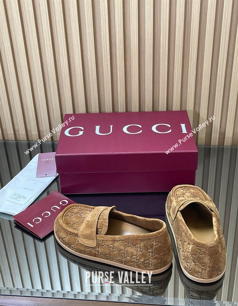 Gucci GG Suede Flat Loafers Dark Beige 2025 GG082804 (MD-250828050)