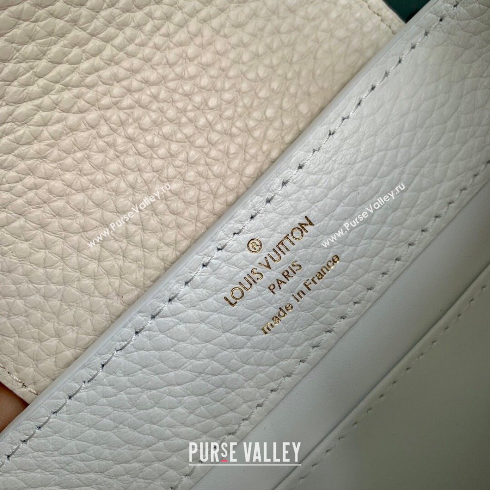 Louis Vuitton Capucines Mini Bag with Flower Chain in Taurillon Leather M20708 White/Pink 2024 (K-24081013)