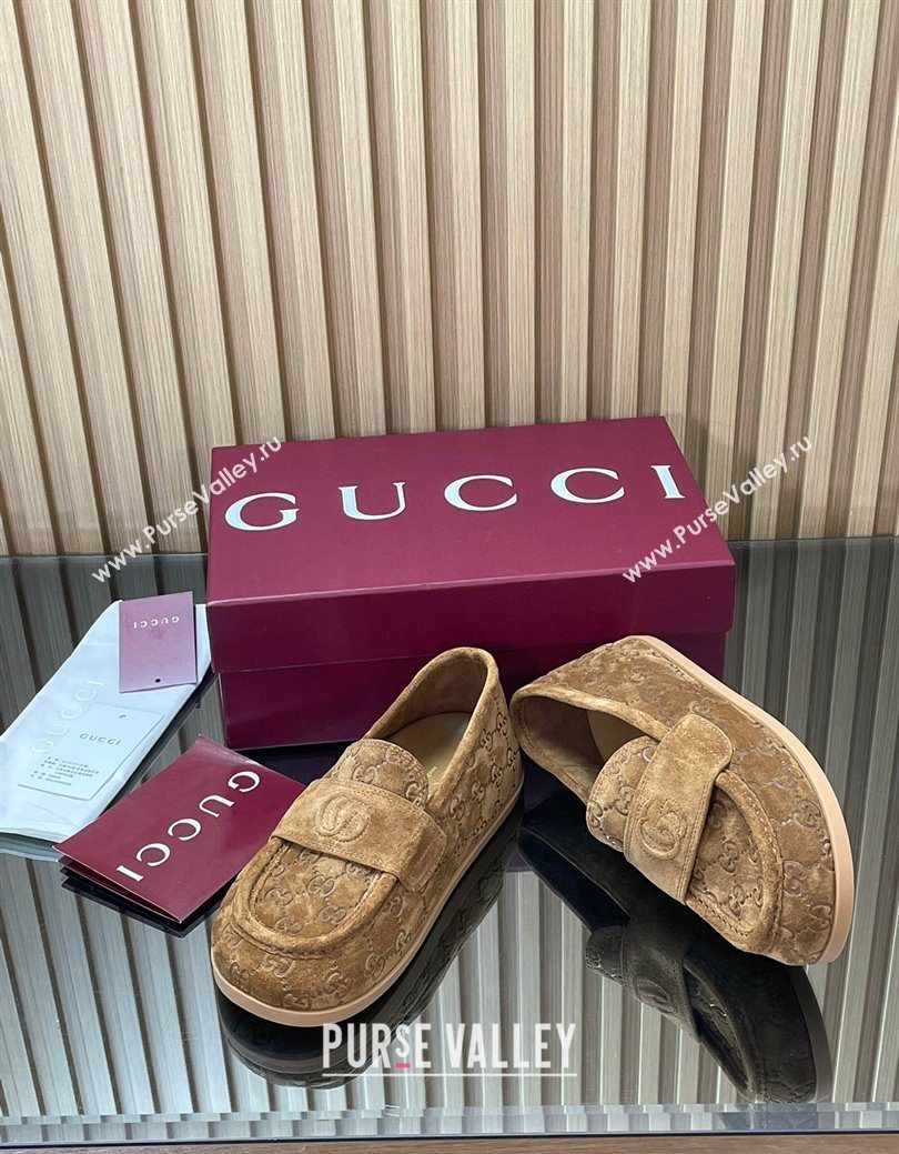 Gucci GG Suede Flat Loafers Dark Beige 2025 GG082804 (MD-250828050)